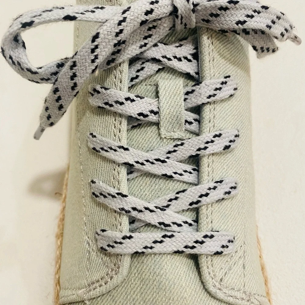 New Madden 9M Teal Cannes Lace Up Platform Espadrille Sneakers